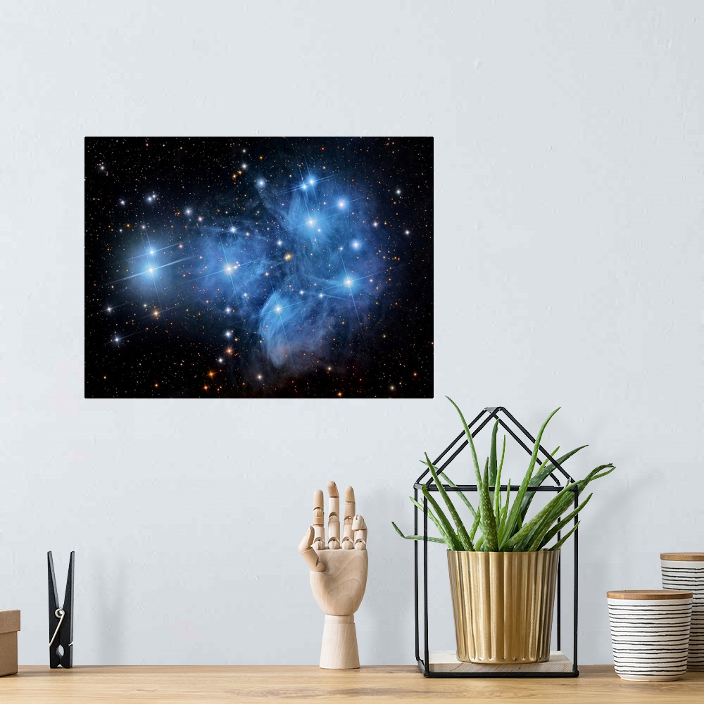 A bohemian room featuring The Pleiades open star cluster in the constellation of Taurus.