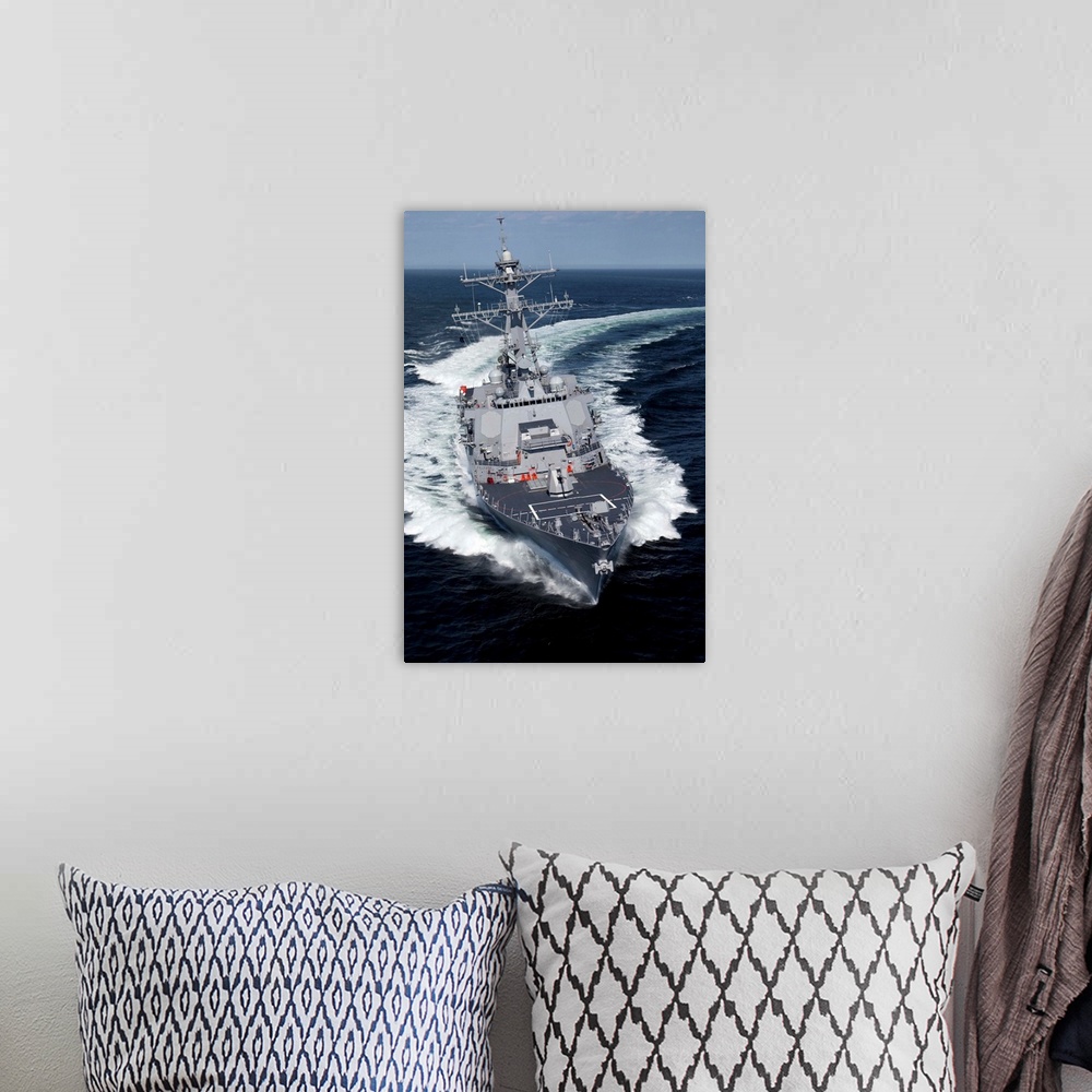 A bohemian room featuring The Pre-Commissioning Unit Jason Dunham conducts sea trials in the Atlantic Ocean.