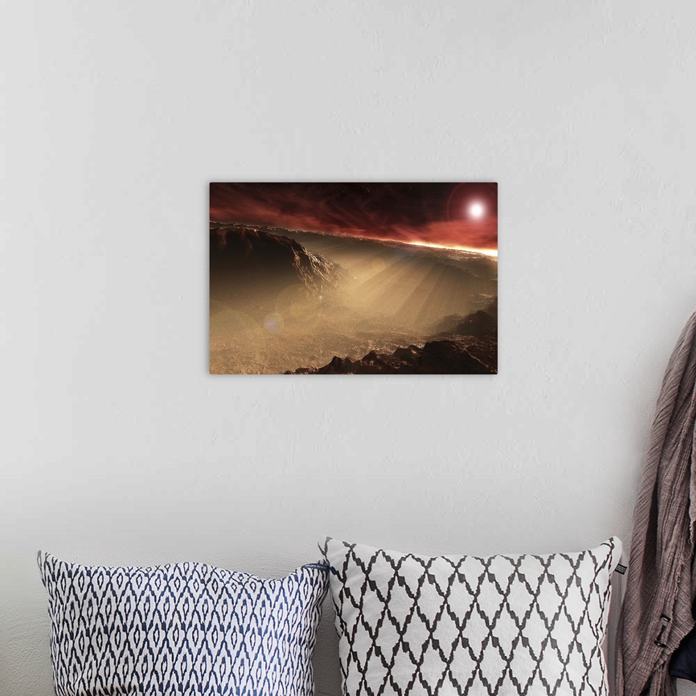 A bohemian room featuring The sun rises over Gale Crater, Mars. This is one of the prospective landing sites for the Mars S...