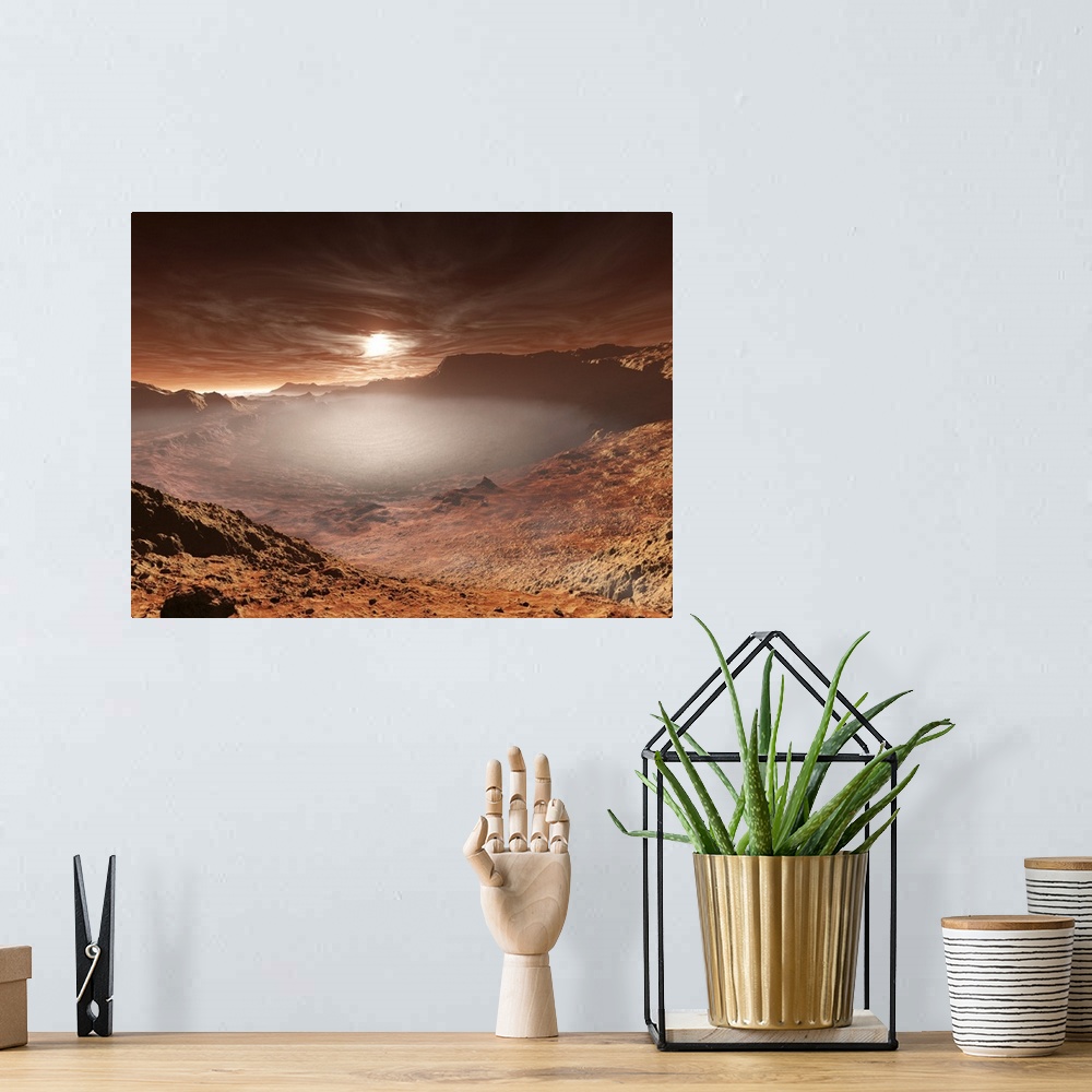 A bohemian room featuring The sun sets over the Eberswalde region of Mars. This is one of the prospective landing sites for...