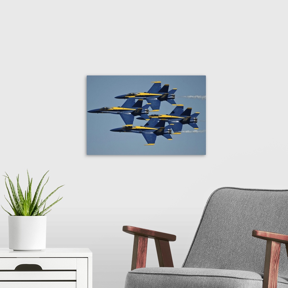 A modern room featuring Quonset, Rhode Island, May 17, 2014 - The U.S. Navy flight demonstration squadron, the Blue Angel...