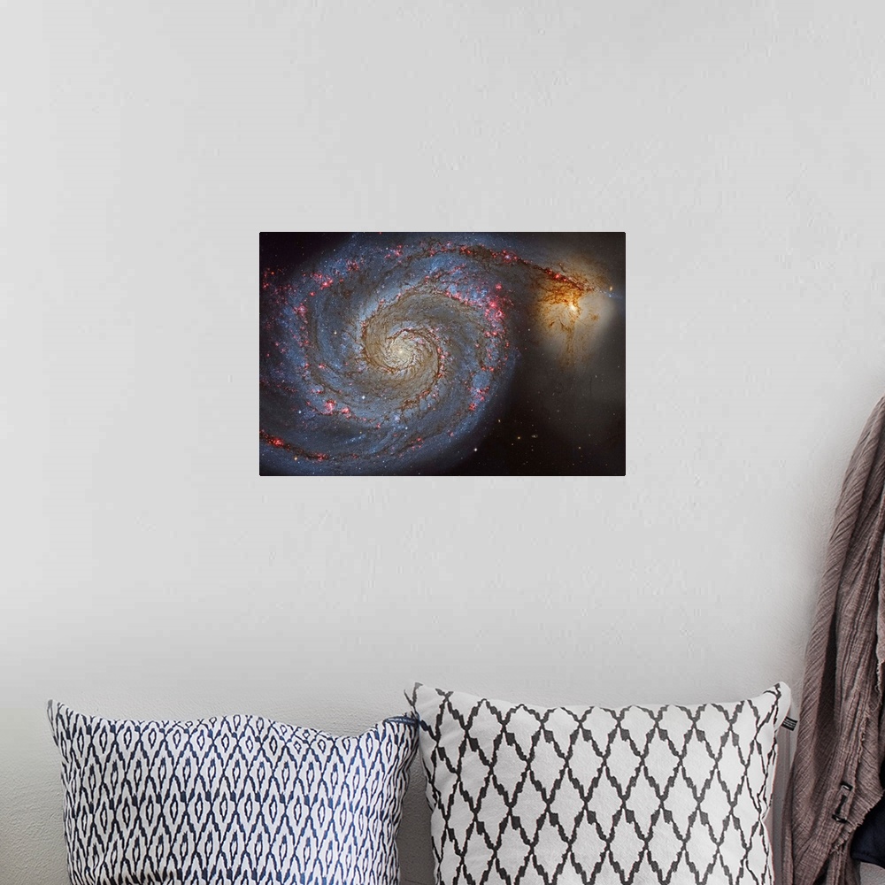 A bohemian room featuring The Whirlpool Galaxy (NGC 5194), and its companion galaxy (NGC 5195), in the constellation Canes ...