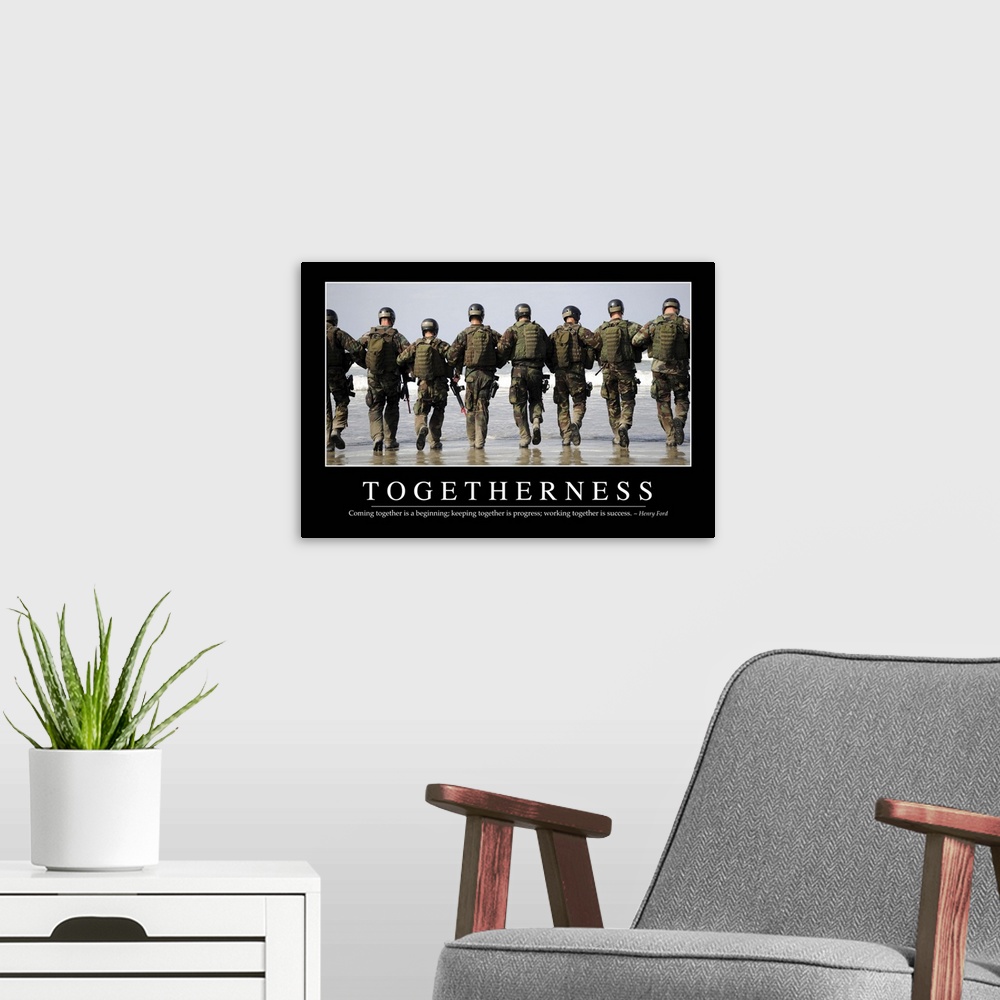 A modern room featuring Togetherness: Inspirational Quote and Motivational Poster