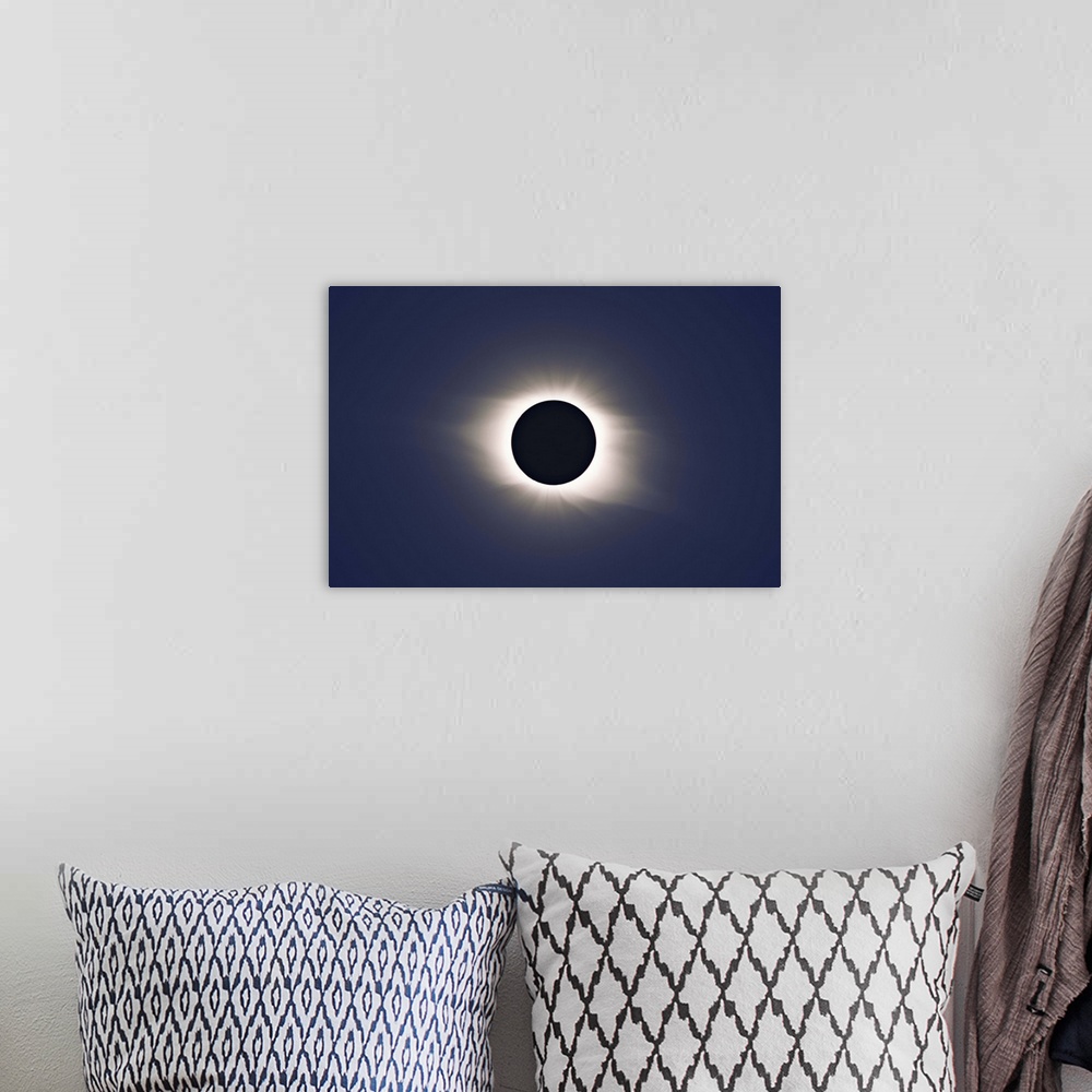 A bohemian room featuring February 26, 1998 - Total eclipse of Sun taken from Curacao, Caribbean..