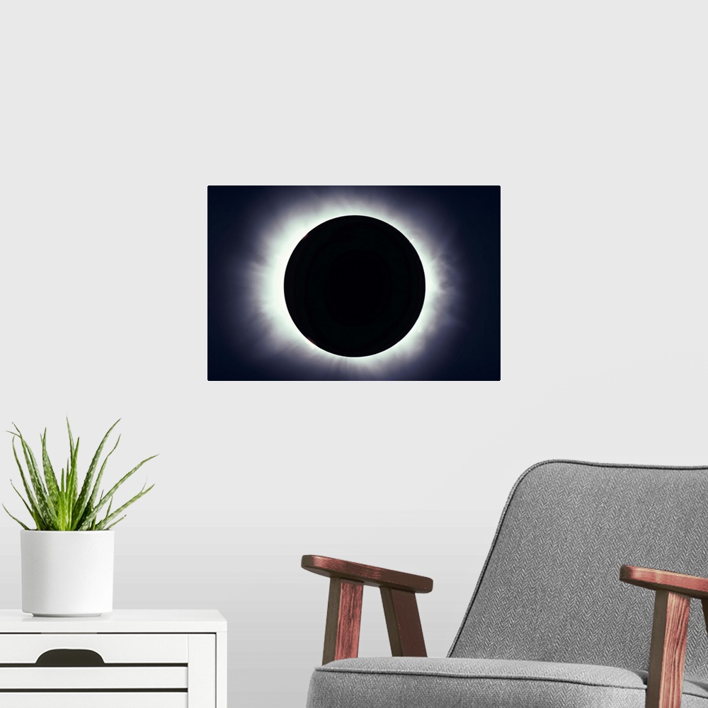A modern room featuring February 26, 1979 - Total solar eclipse taken near Carberry, Manitoba, Canada..