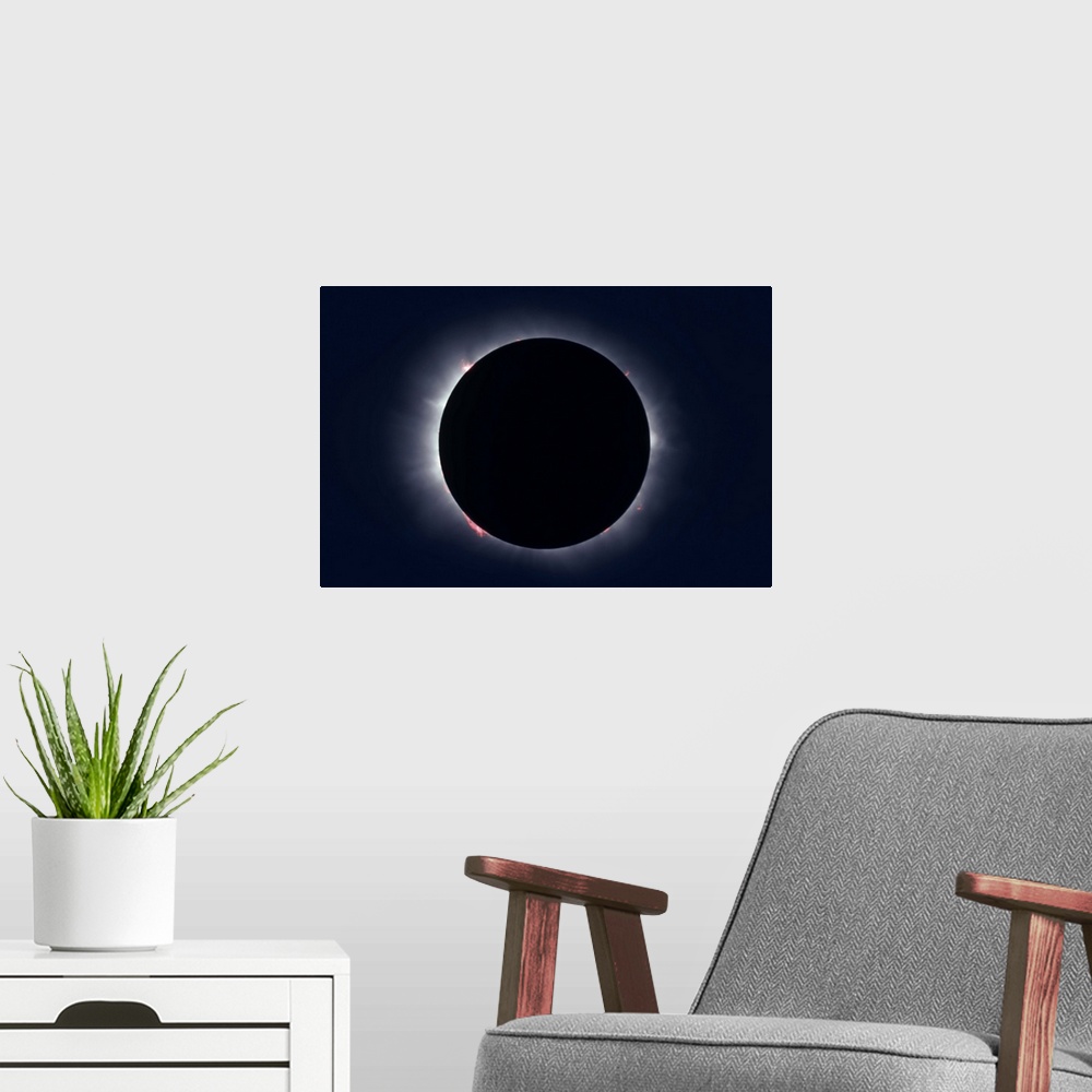 A modern room featuring February 26, 1979 - Total solar eclipse taken near Carberry, Manitoba, Canada.