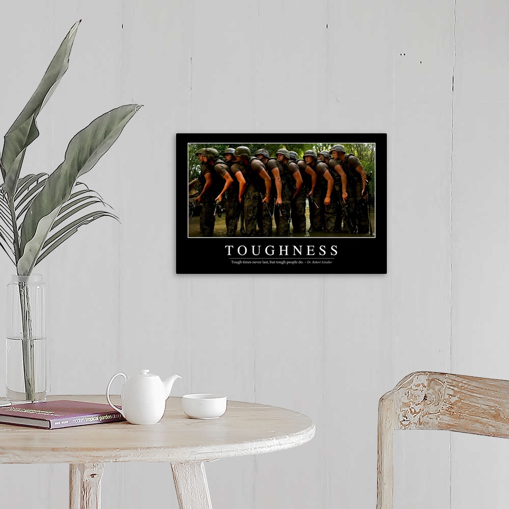 A farmhouse room featuring Toughness: Inspirational Quote and Motivational Poster