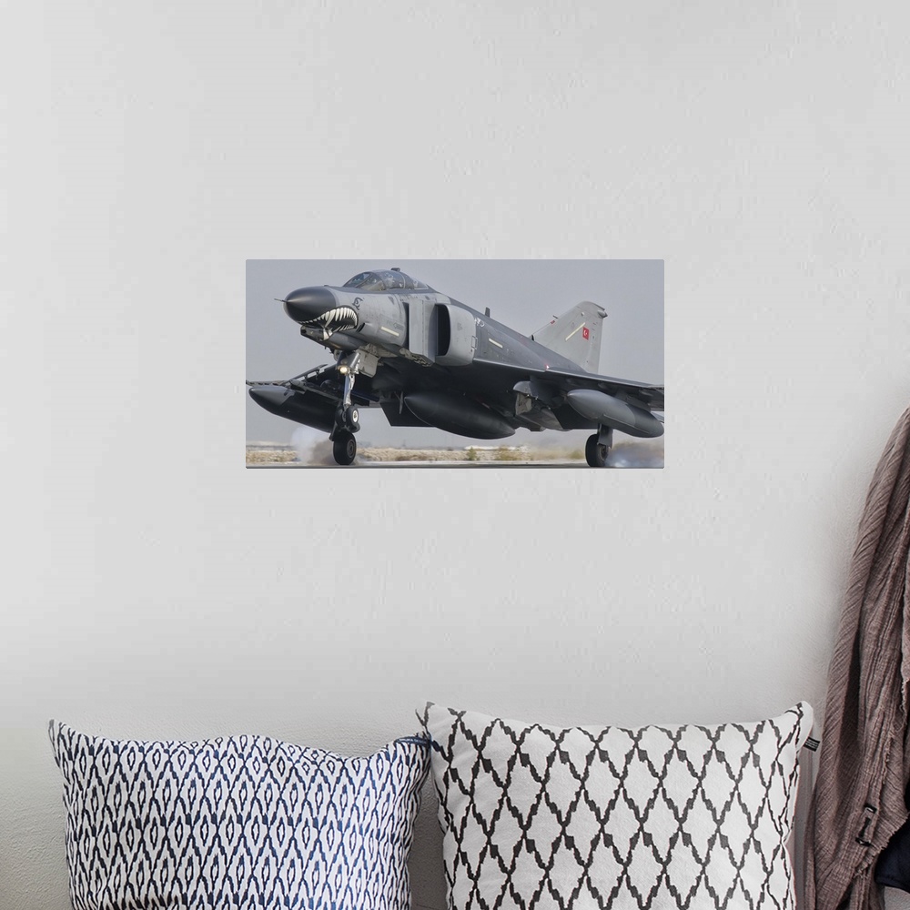 A bohemian room featuring Turkish Air Force F-4 Phantom landing at Konya Air Base.