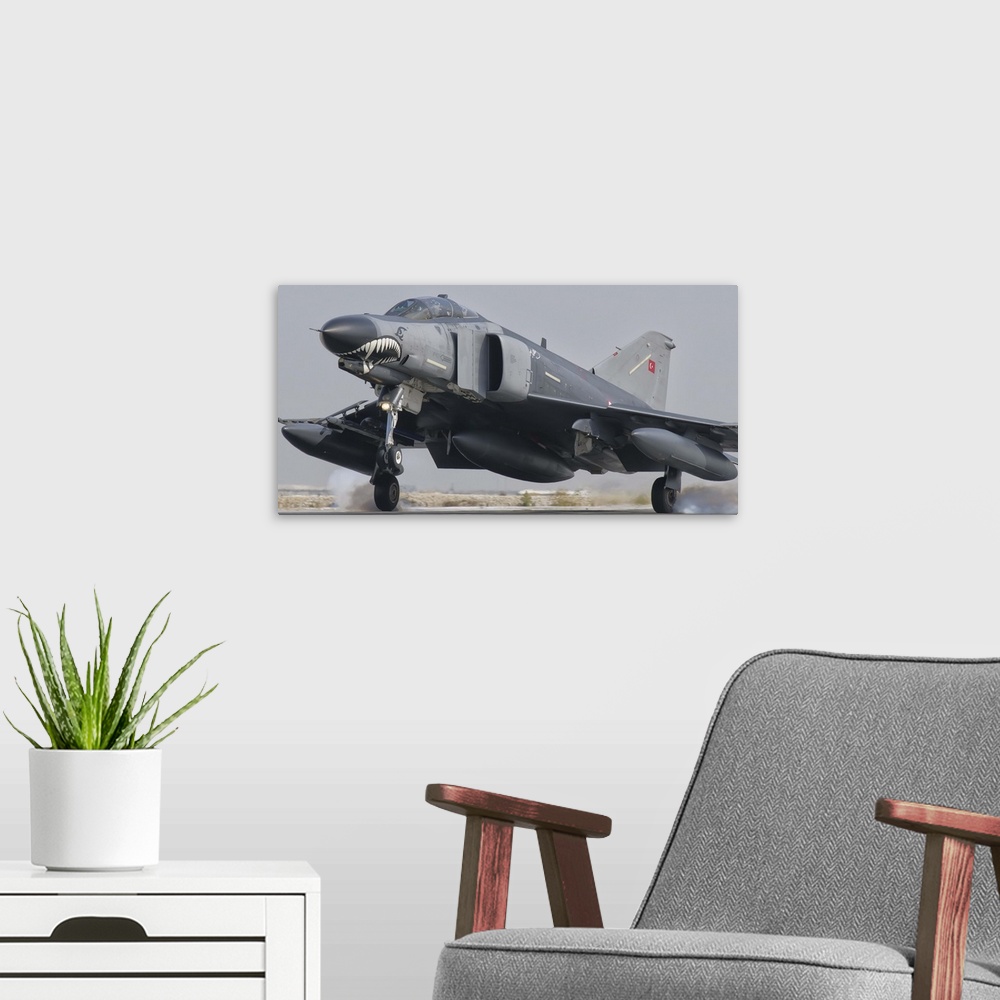 A modern room featuring Turkish Air Force F-4 Phantom landing at Konya Air Base.