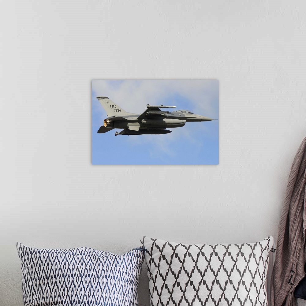 A bohemian room featuring U.S. Air Force F-16C from the 113th Wing District of Columbia Air National Guard taking off from ...