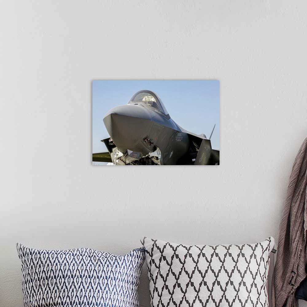 A bohemian room featuring U.S. Air Force F-35A Lightning nose detail.