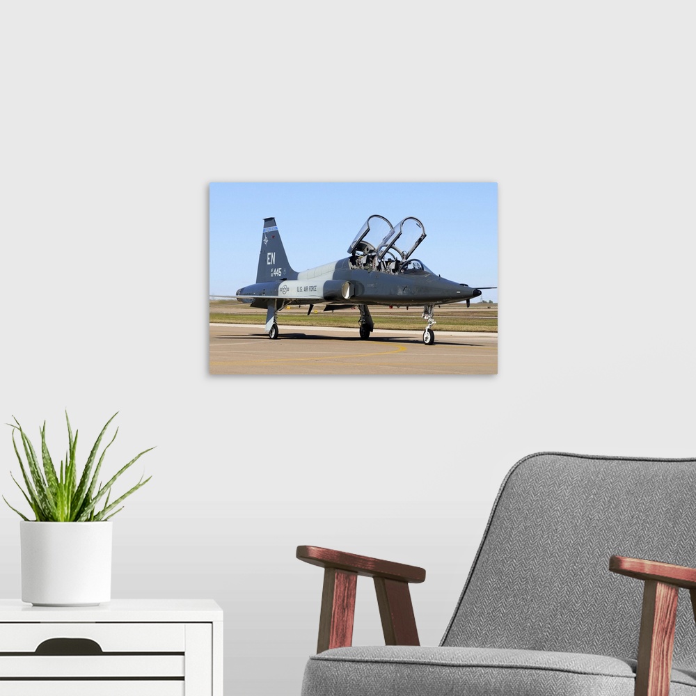 A modern room featuring U.S. Air Force T-38 Talon taxiing at Sheppard Air Force Base, Texas.