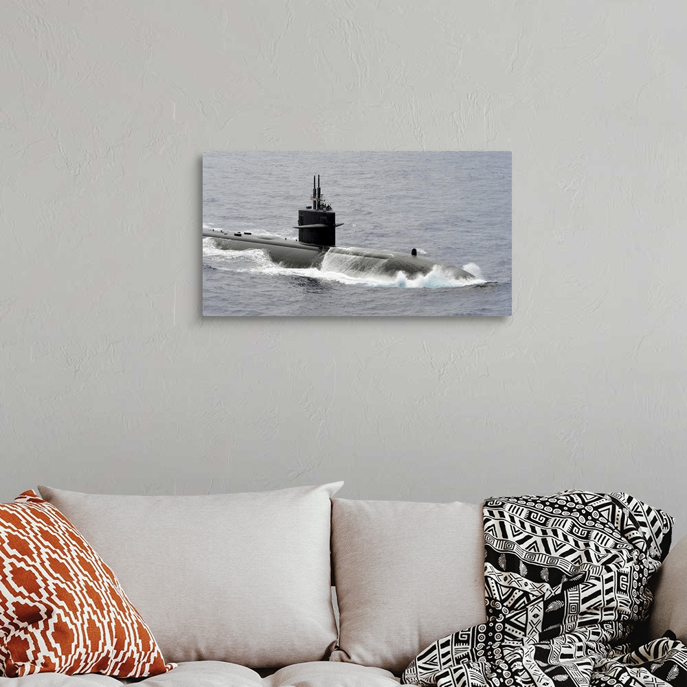 A bohemian room featuring U.S. Navy Los Angeles-class submarine USS Buffalo.