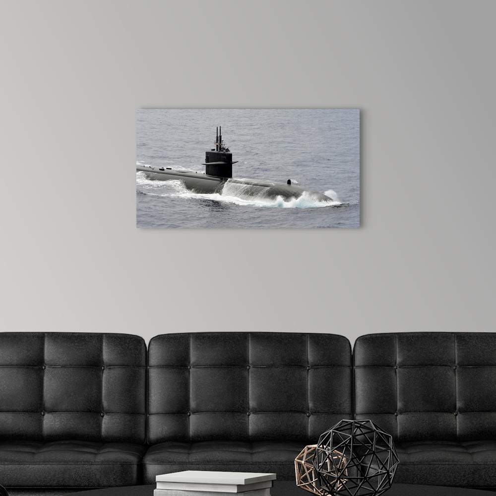 A modern room featuring U.S. Navy Los Angeles-class submarine USS Buffalo.