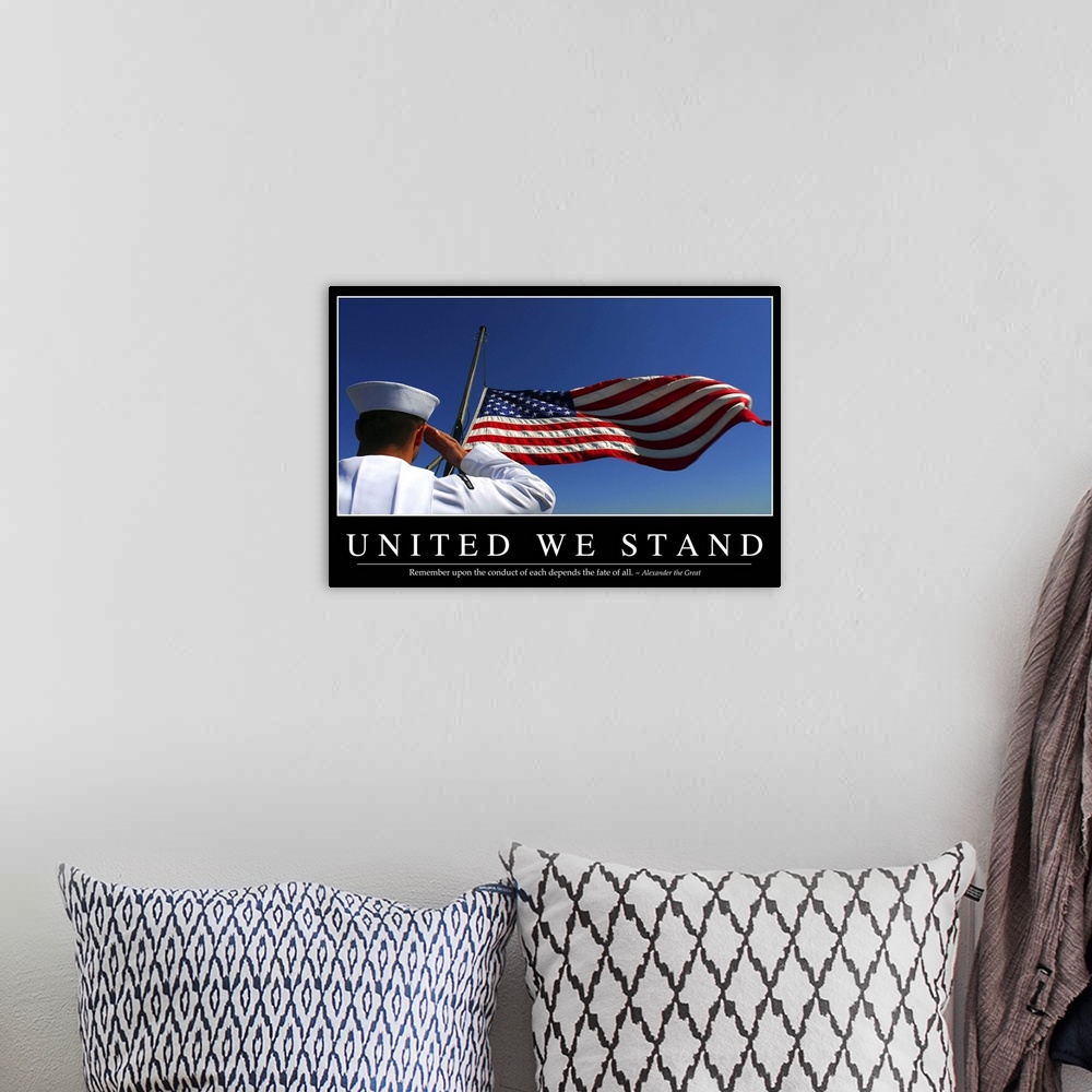 A bohemian room featuring United We Stand: Inspirational Quote and Motivational Poster