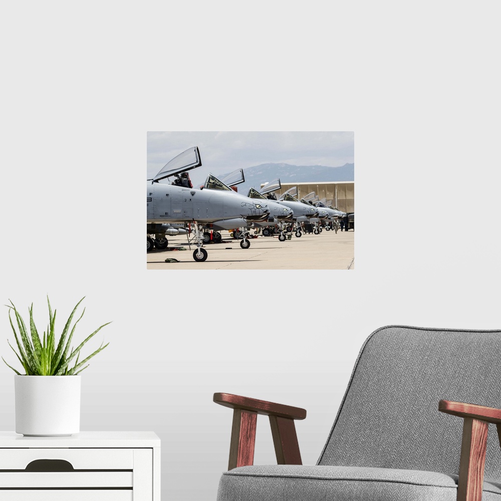 A modern room featuring U.S. Air Force A-10 Thunderbolt II aircraft at Davis Monthan Air Force Base.