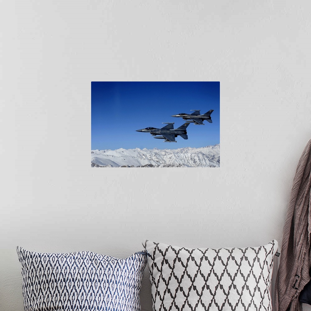 A bohemian room featuring US Air Force F16 Fighting Falcons conduct operations over eastern Afghanistan