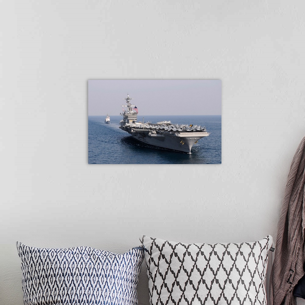 A bohemian room featuring USS Carl Vinson and USS Bunker Hill transit the Pacific Ocean.