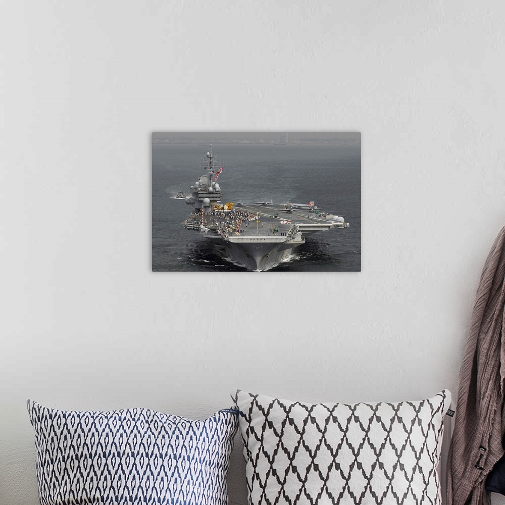 A bohemian room featuring USS Kitty Hawk