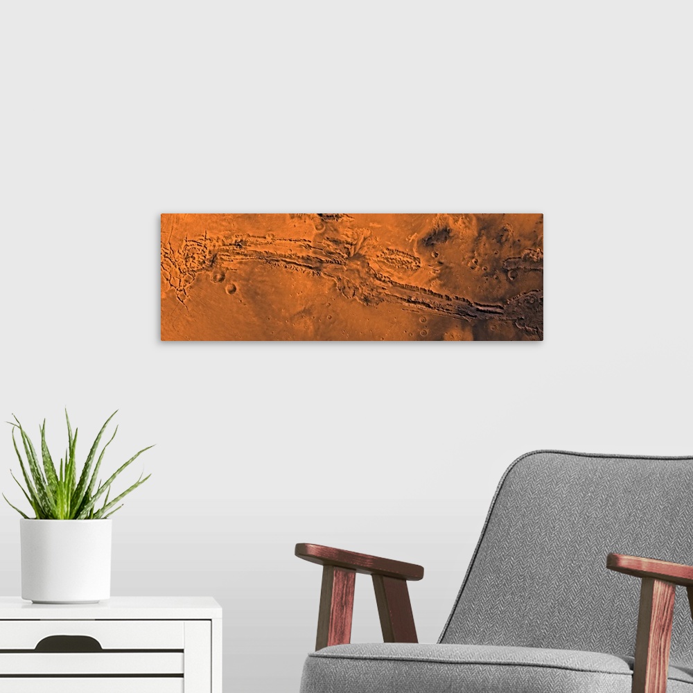 A modern room featuring Valles Marineris the great canyon of Mars