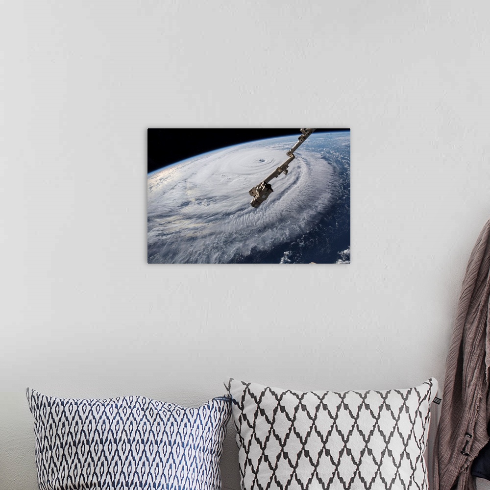A bohemian room featuring View from space of Hurricane Florence in the Atlantic Ocean.