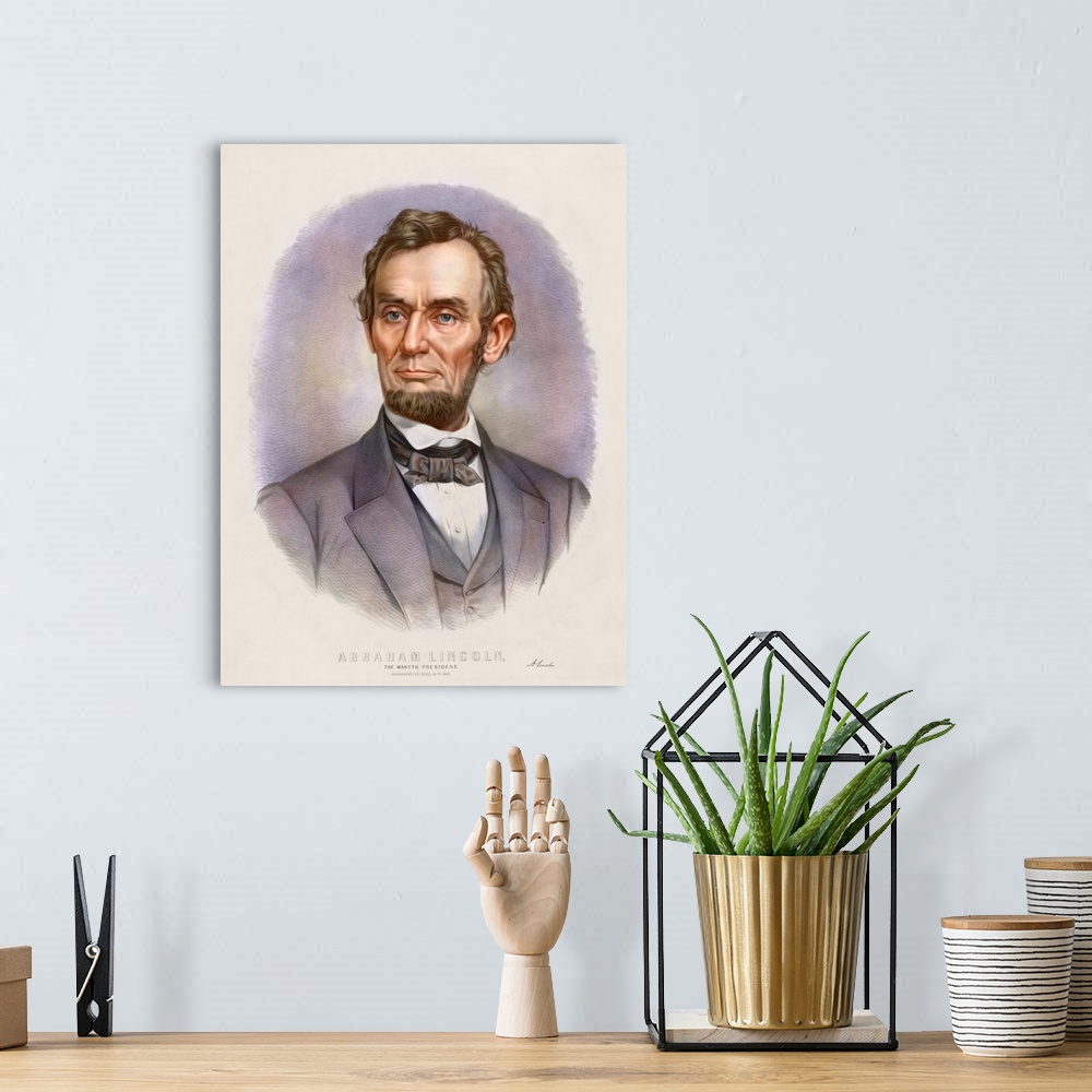 A bohemian room featuring Digitally restored vintage Abraham Lincoln print.