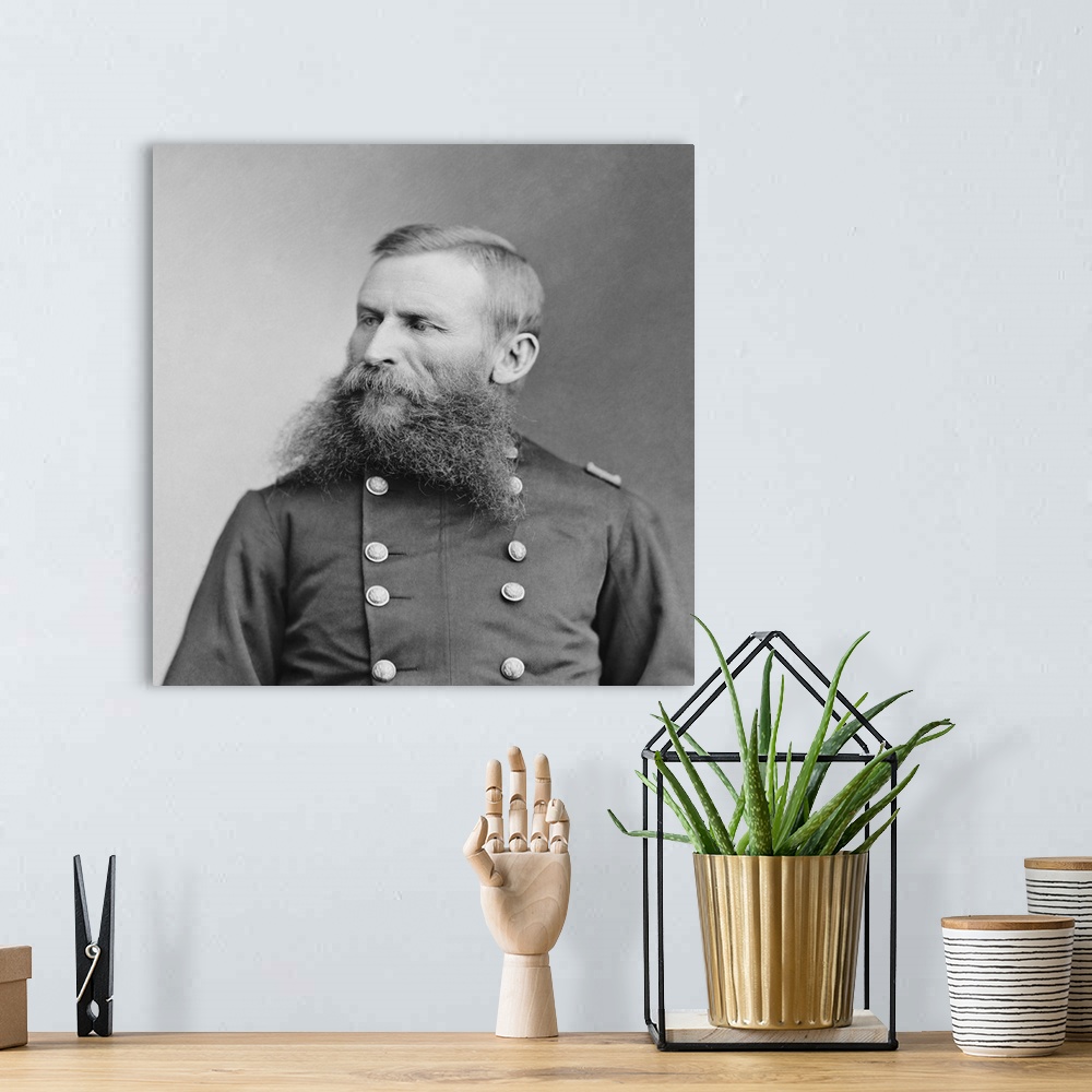 A bohemian room featuring Vintage American Civil War photo of Union Army General George Crook.