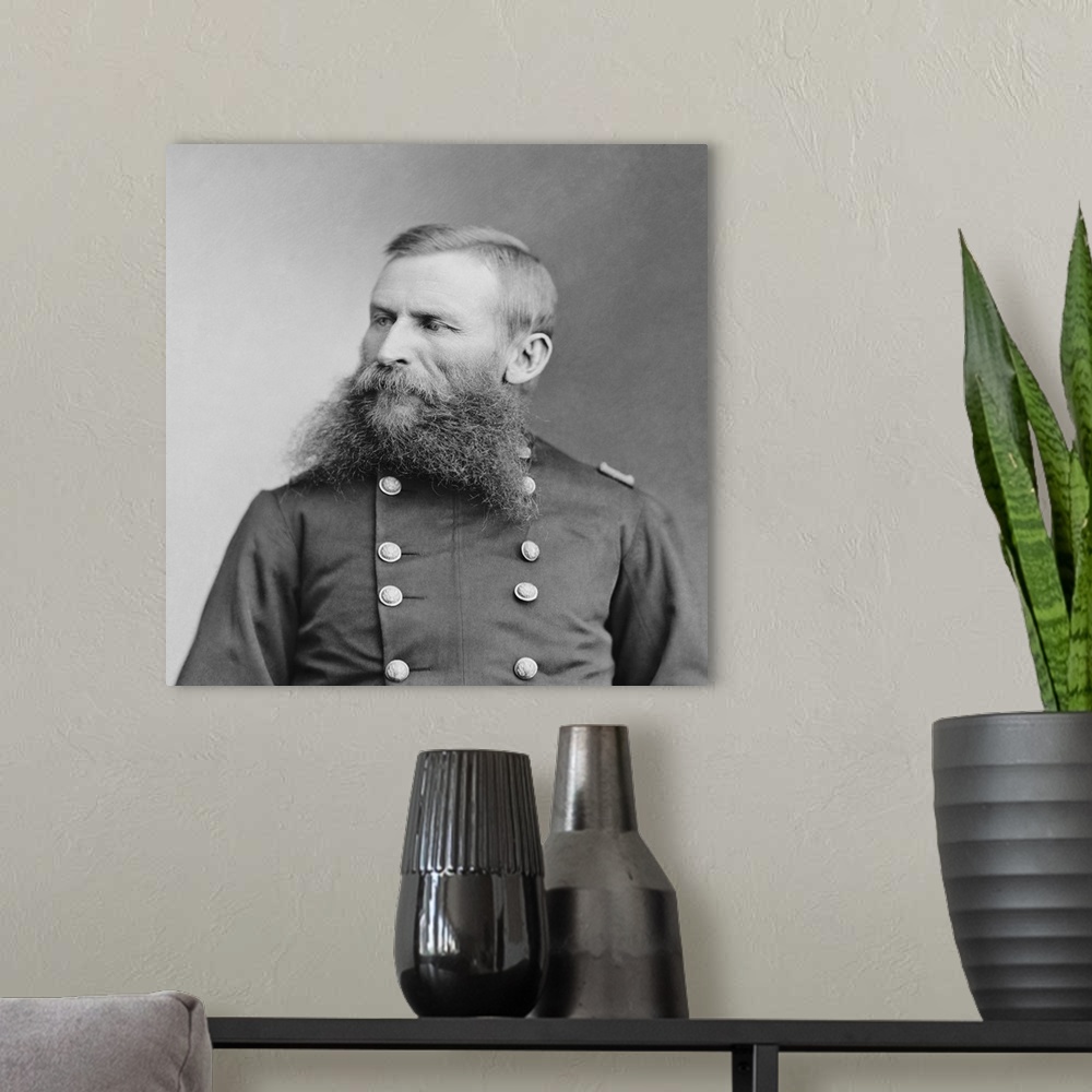A modern room featuring Vintage American Civil War photo of Union Army General George Crook.