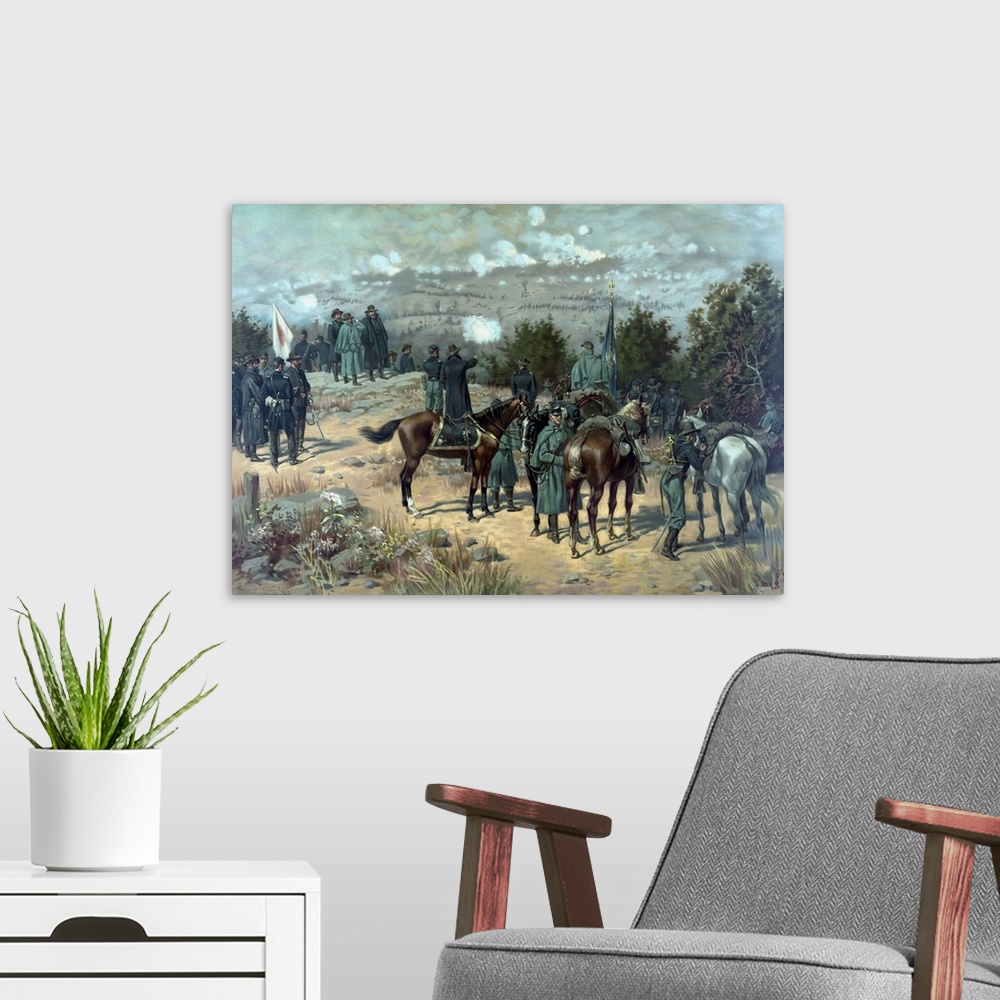 A modern room featuring Vintage Civil War poster of the Battle of Missionary Ridge.