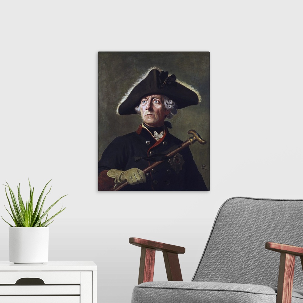 A modern room featuring Vintage painting of Frederick the Great. Frederick II was the King of Prussia from 1740 until 178...