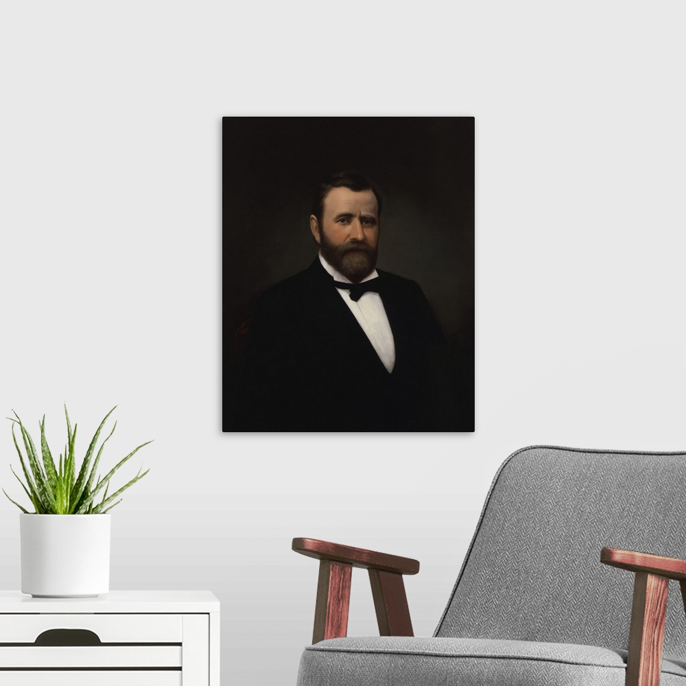 A modern room featuring Vintage portrait of President Ulysses S. Grant.
