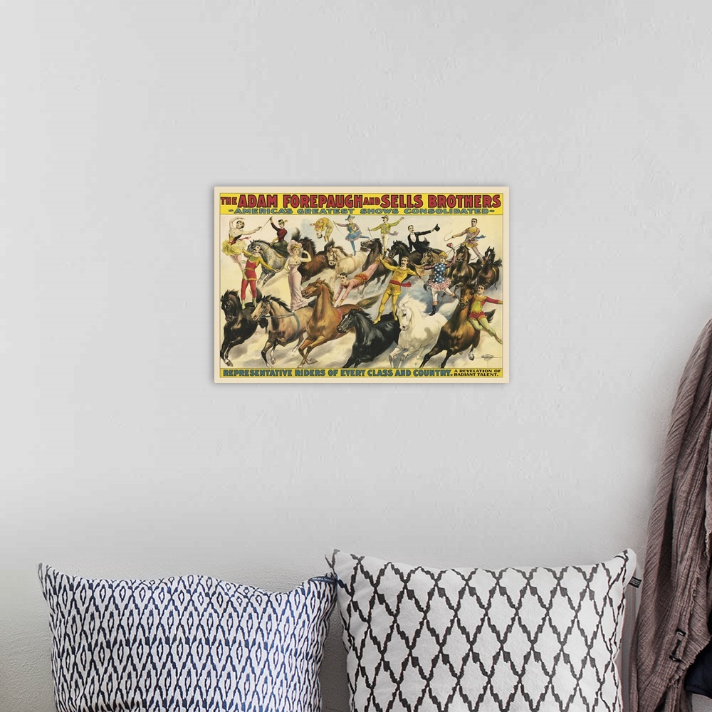 A bohemian room featuring Vintage Poster Of The Adam Forepaugh And Sells Brothers Circus