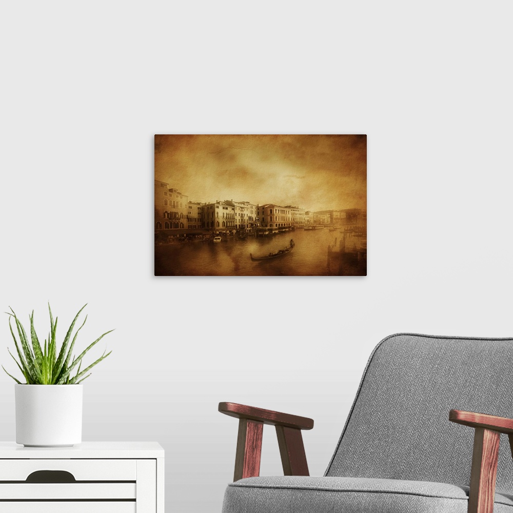 A modern room featuring Vintage shot of Grand Canal, Venice, Italy.