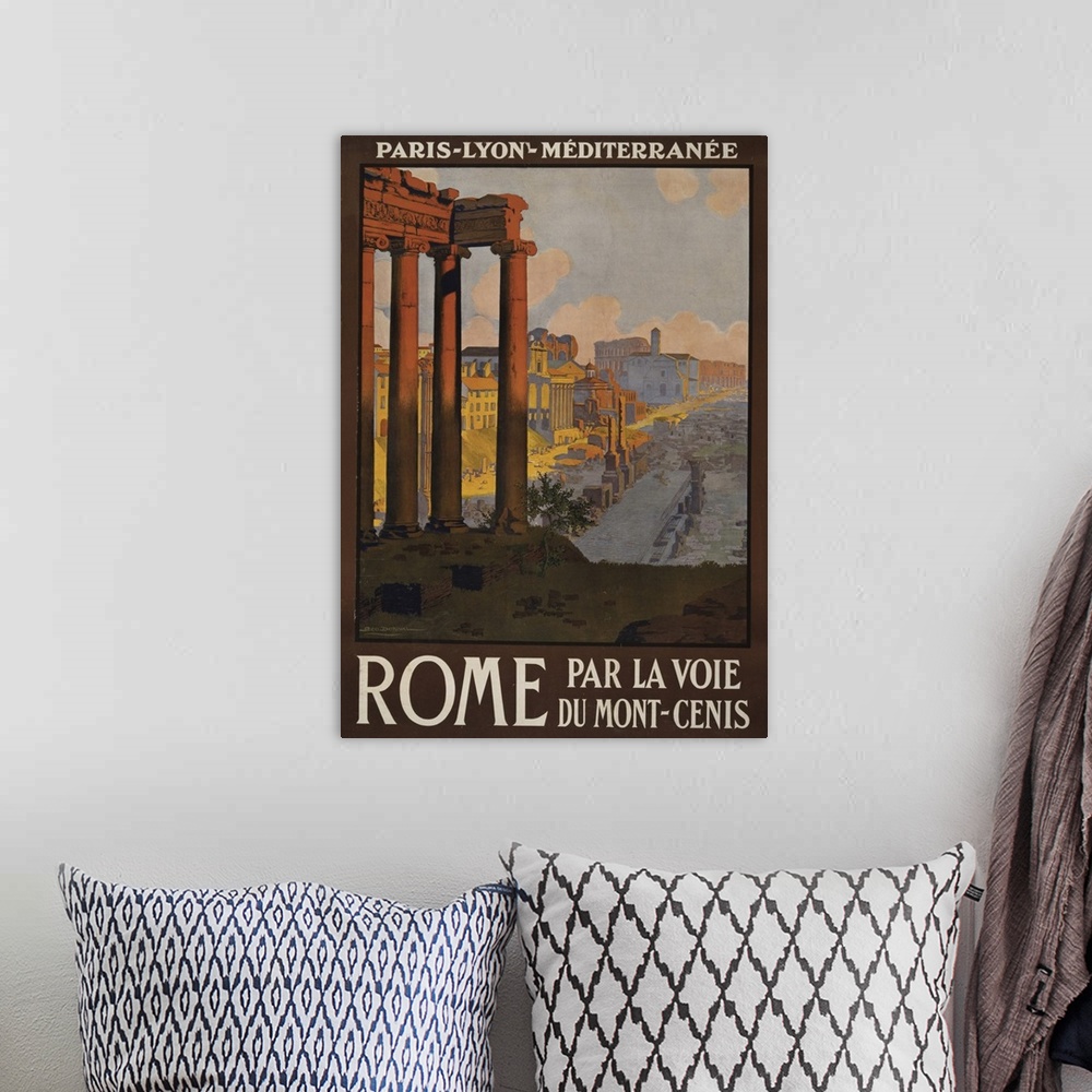 A bohemian room featuring Vintage Travel Poster Of The Roman Forum At Dawn