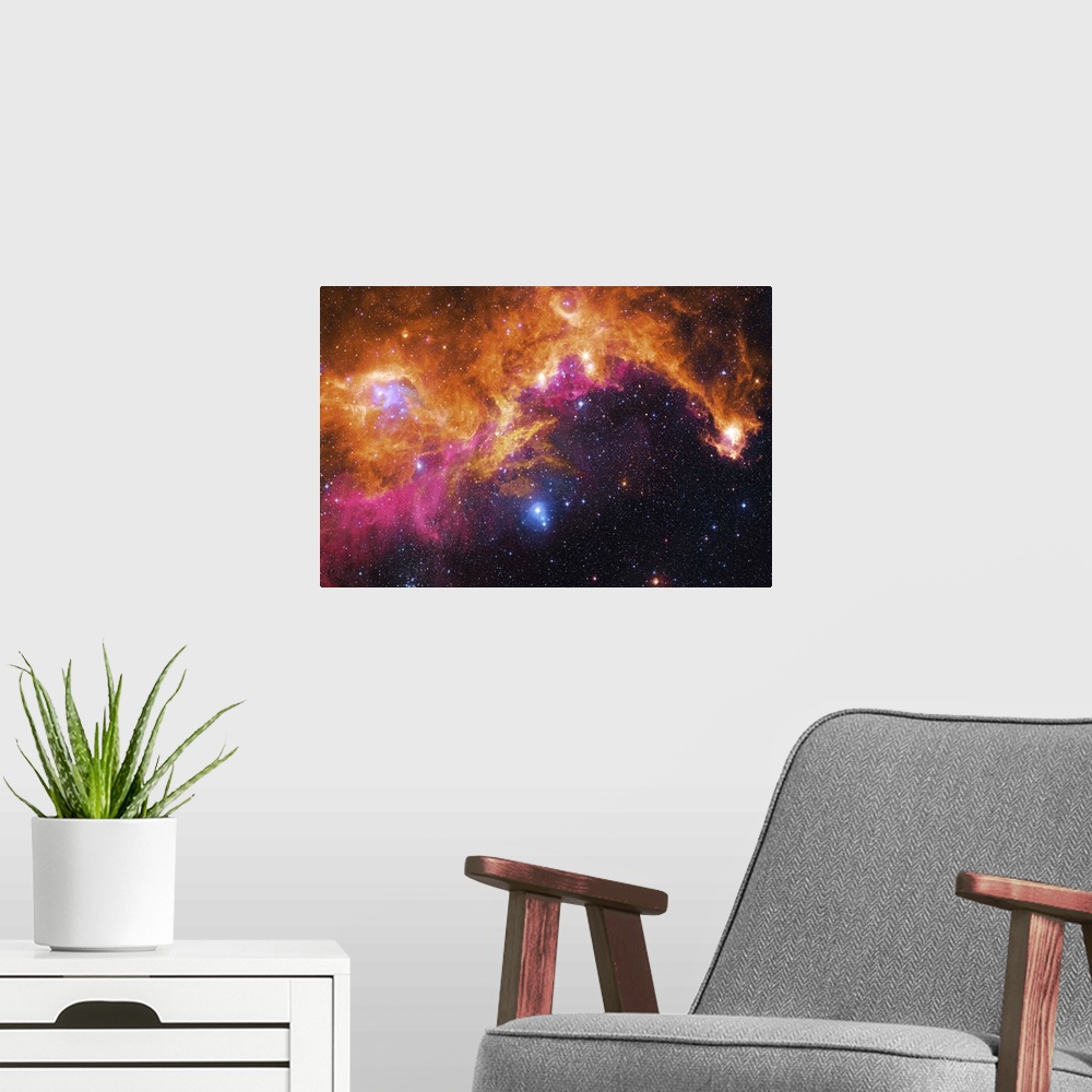 A modern room featuring Visible light-infrared composite of IC 2177, the Seagull Nebula. IC 2177 is a bright H II region ...