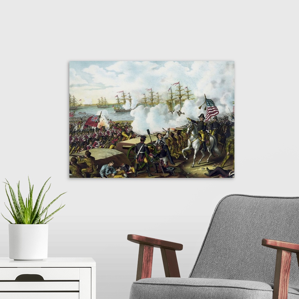 A modern room featuring War of 1812 print at the Battle of New Orleans.