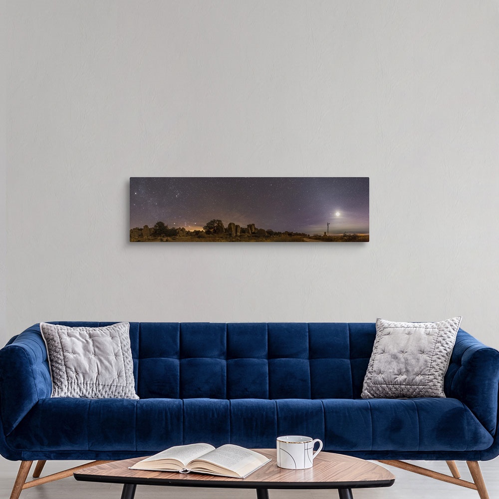 A modern room featuring December 24, 2014 - A 180 degree panorama of the winter sky at the City of Rocks State Park, New ...