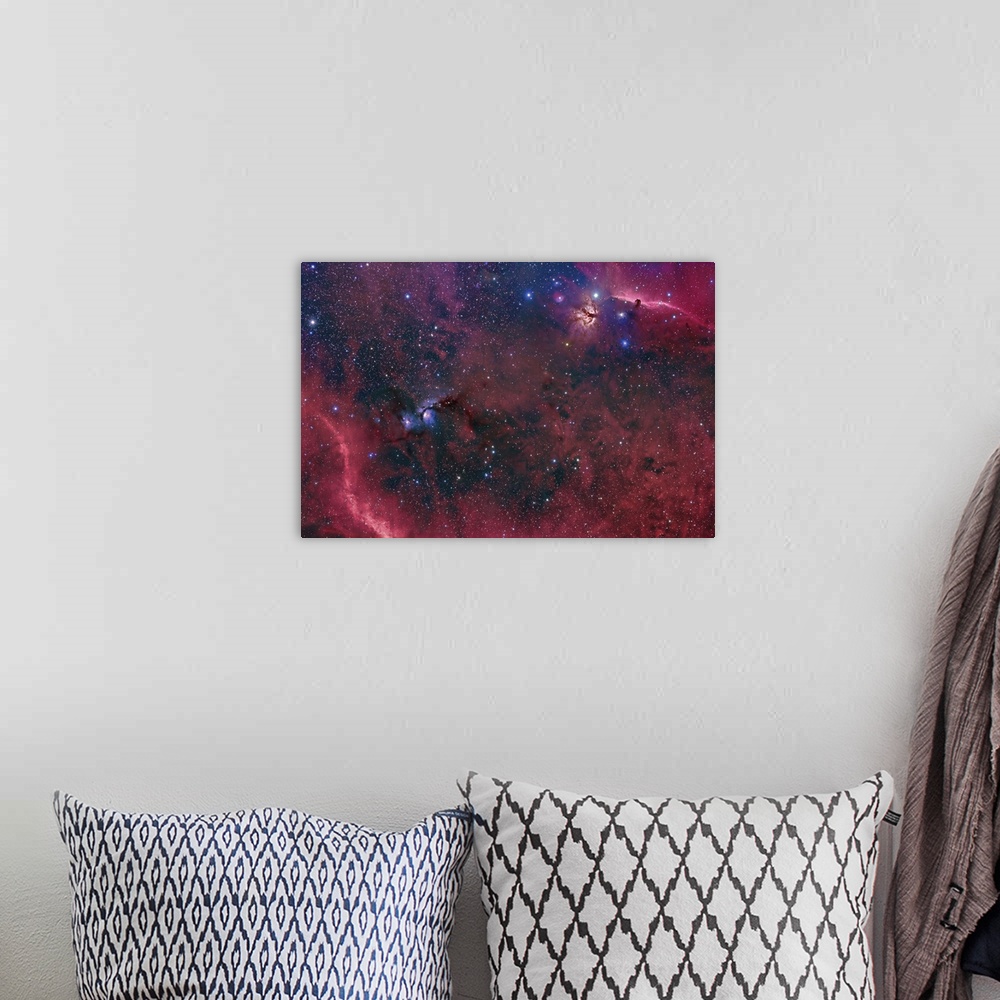 A bohemian room featuring This widefield view in the Orion constellation contains the Horsehead Nebula, Flame Nebula, M78, ...