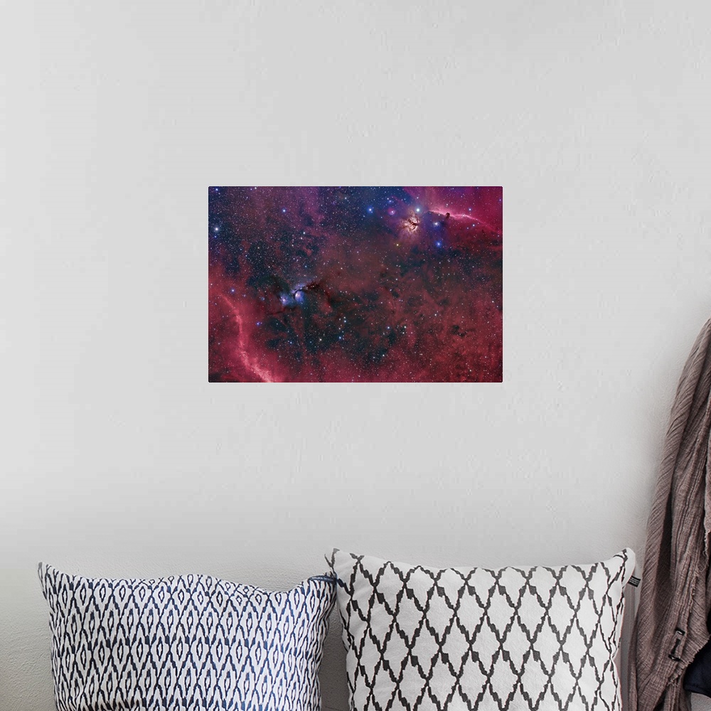 A bohemian room featuring This widefield view in the Orion constellation contains the Horsehead Nebula, Flame Nebula, M78, ...