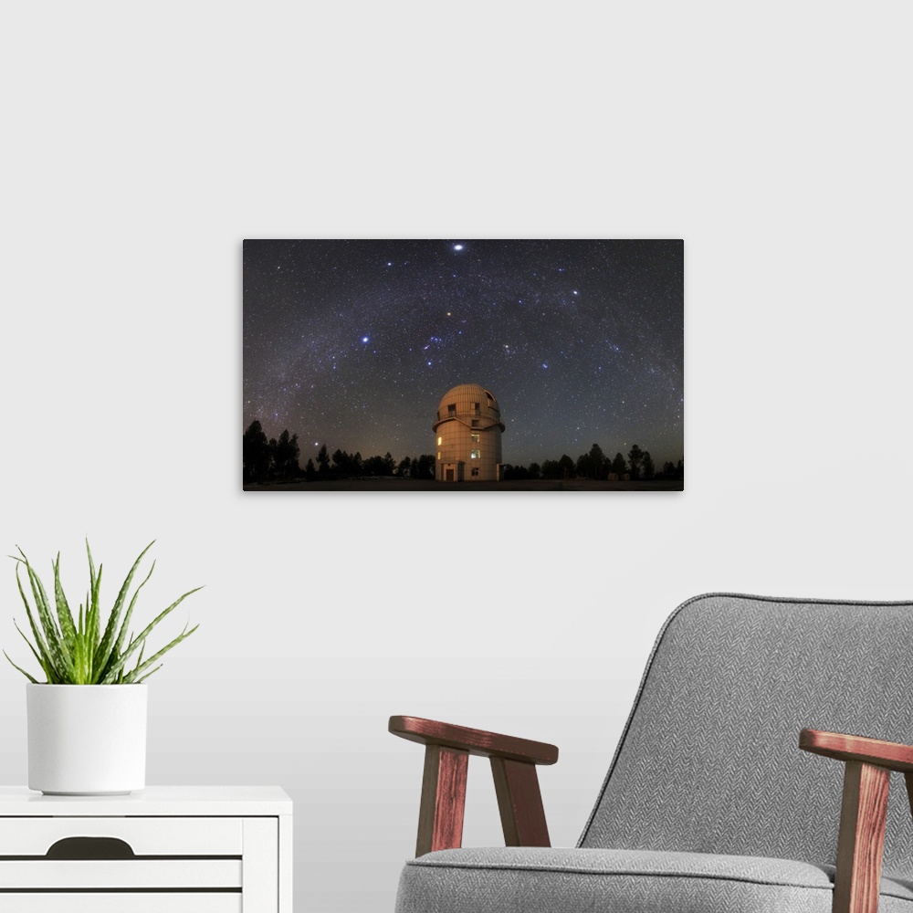 A modern room featuring The arc of winter Milky Way is photographed in this panoramic photo from Yunnan Astronomical Obse...