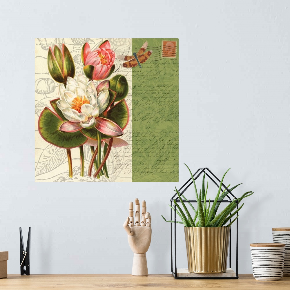 A bohemian room featuring Bookmark Botanical - Water Lily