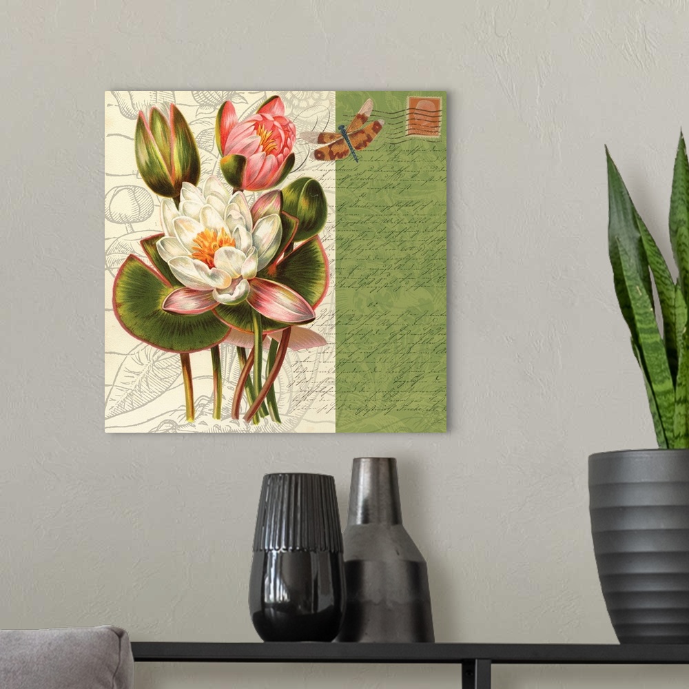 A modern room featuring Bookmark Botanical - Water Lily
