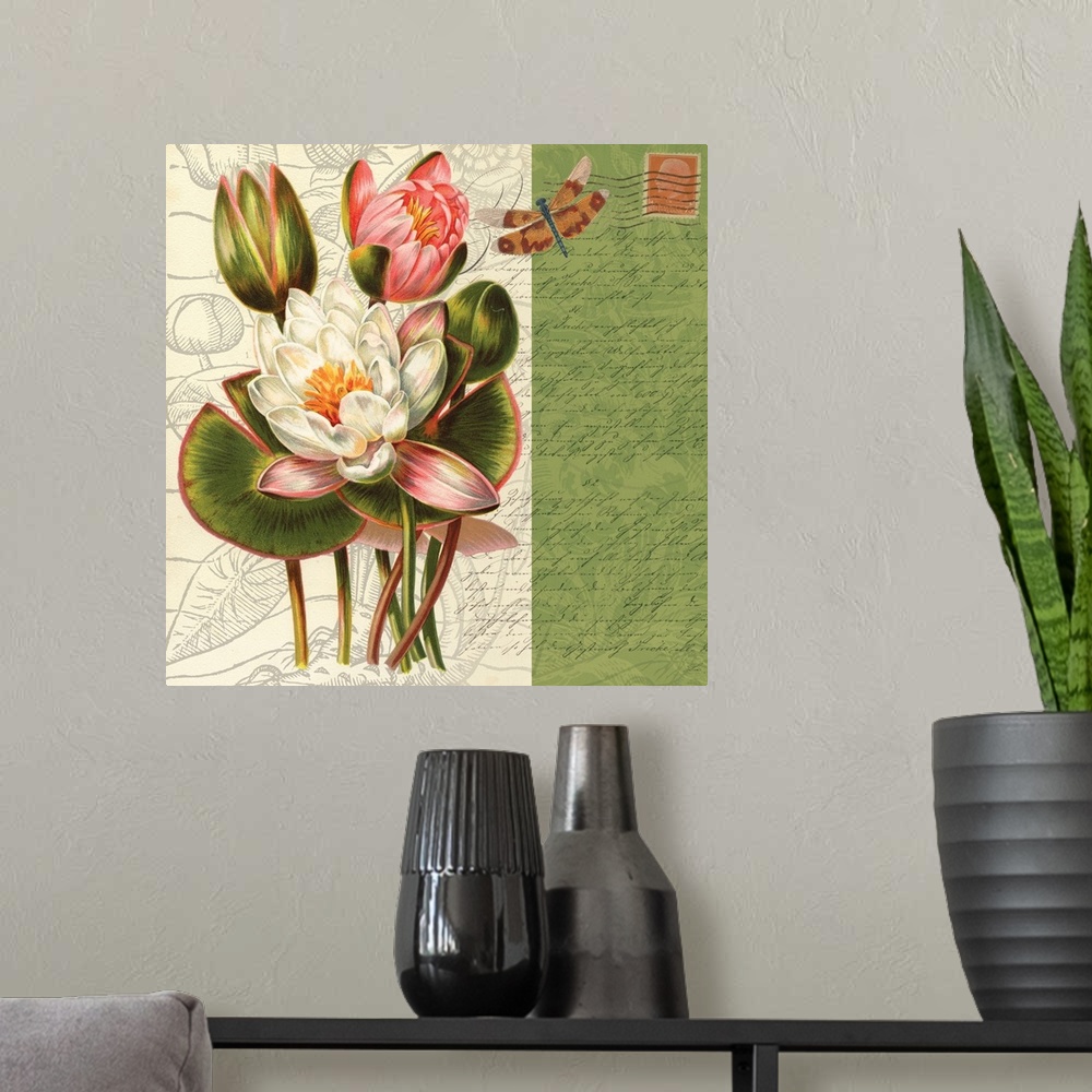 A modern room featuring Bookmark Botanical - Water Lily