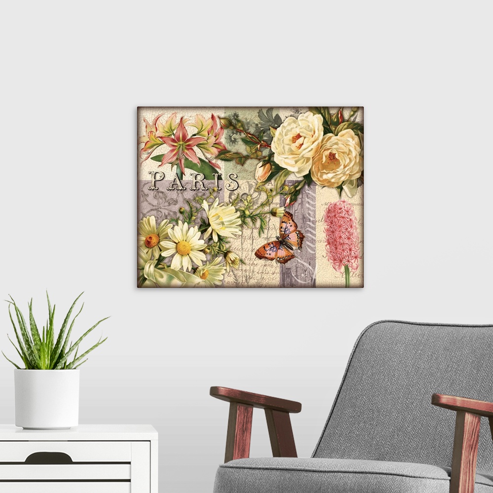A modern room featuring Botanical Postcard 1