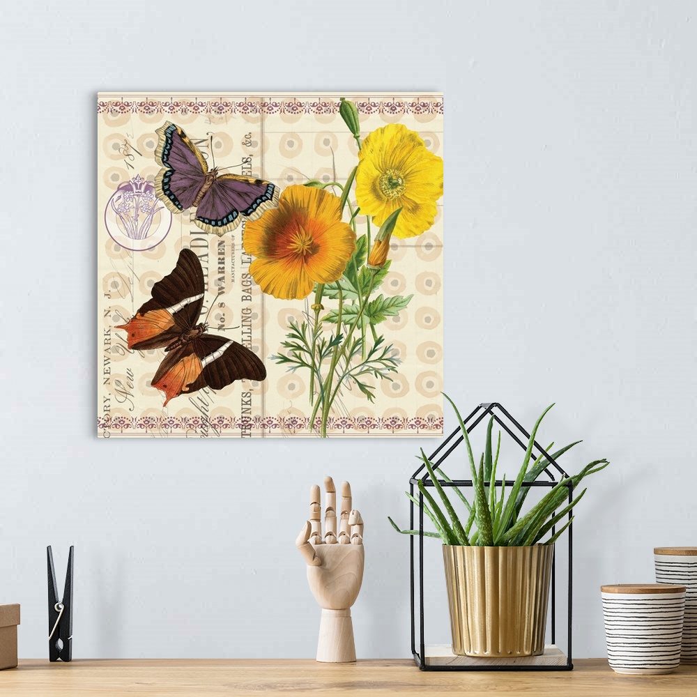 A bohemian room featuring Butterfly Botanical IV
