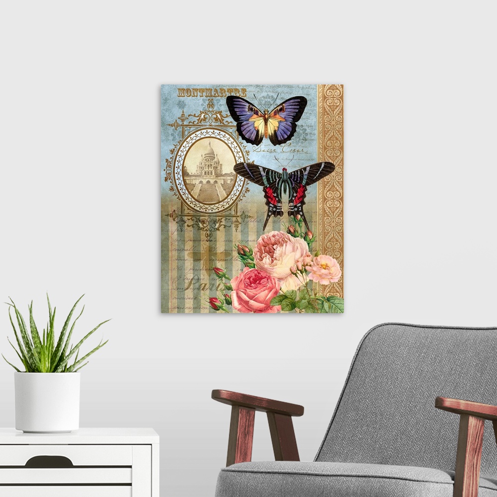 A modern room featuring Deyrolle Butterflies I