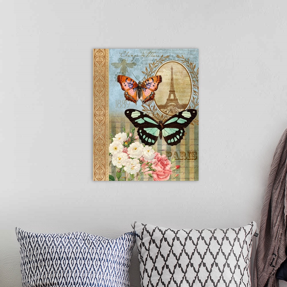 A bohemian room featuring Deyrolle Butterflies II