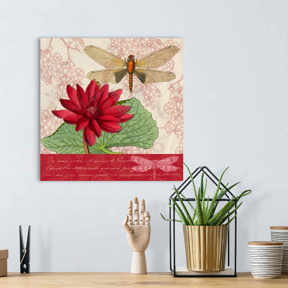 A bohemian room featuring Dragonflies and Water Lilies I