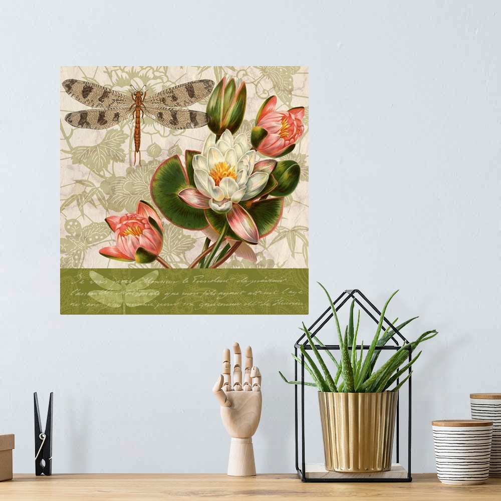 A bohemian room featuring Dragonflies and Water Lilies III
