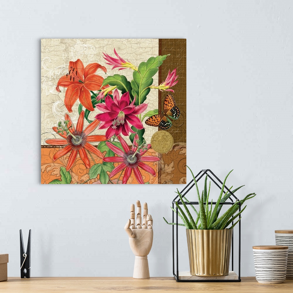 A bohemian room featuring Exotic Floral Botanical IV